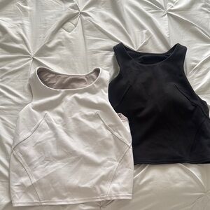 Women's Black and White Sleeveless Tops